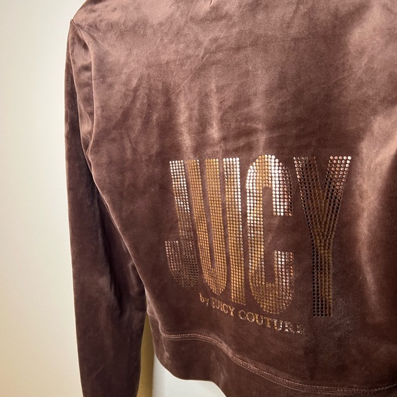 JUICY COUTURE BROWN VELOR ZIP UP HOODIE - Picture 1 of 3